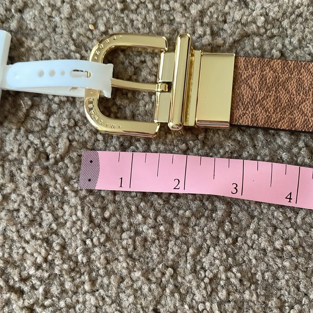 Michael Kors Reversible Women’s Belt Gold Buckle Signature MK Brown & Luggage.